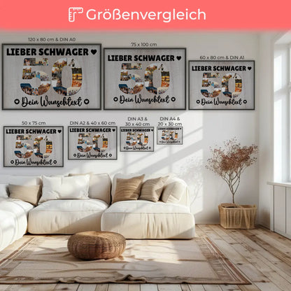 Personalisiertes Poster mit Wunschtext zum 50 Geburtstag Schwager