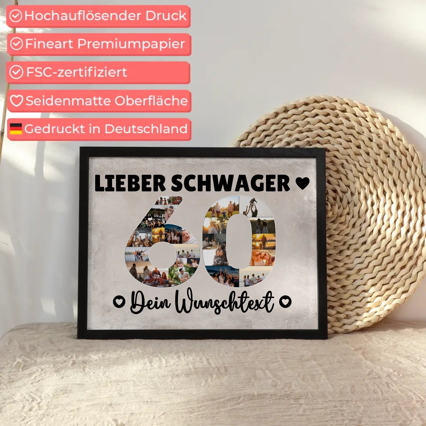 Personalisiertes Poster Wunschtext 60 Geburtstag Schwager