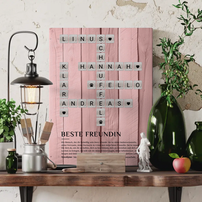 Personalisierte Fotoleinwand Beste Freundin Kreuzworträtsel