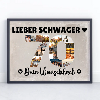 Personalisiertes Poster Wunschtext 70 Geburtstag Schwager