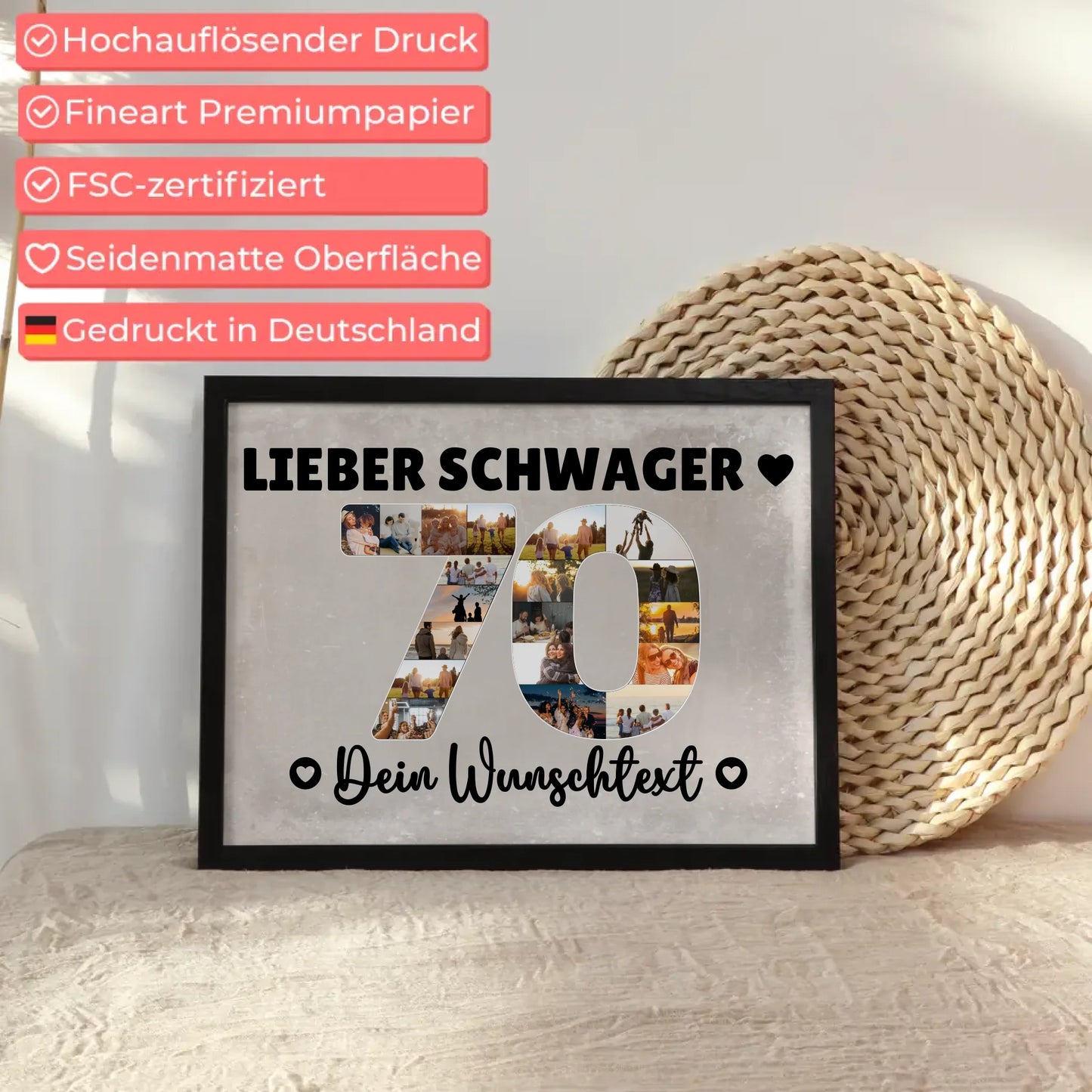 Personalisiertes Poster Wunschtext 70 Geburtstag Schwager