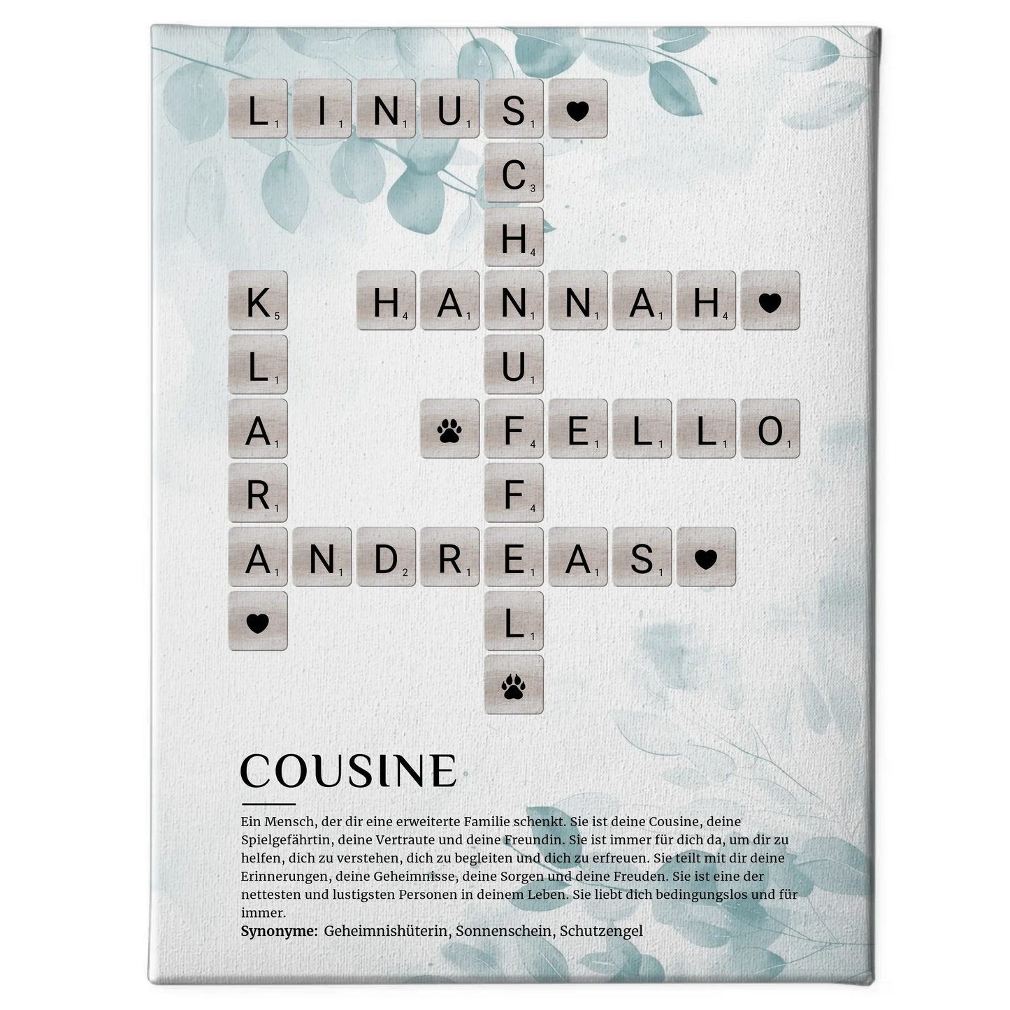 Personalisierte Fotoleinwand Definition Cousine Kreuzworträtsel