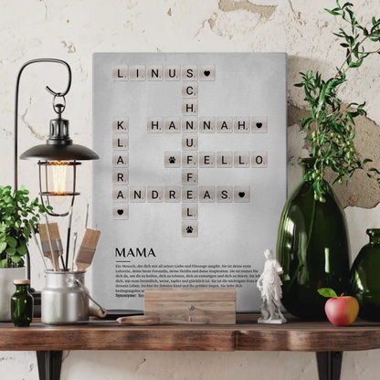 Personalisierte Fotoleinwand Definition Mama Kreuzworträtsel