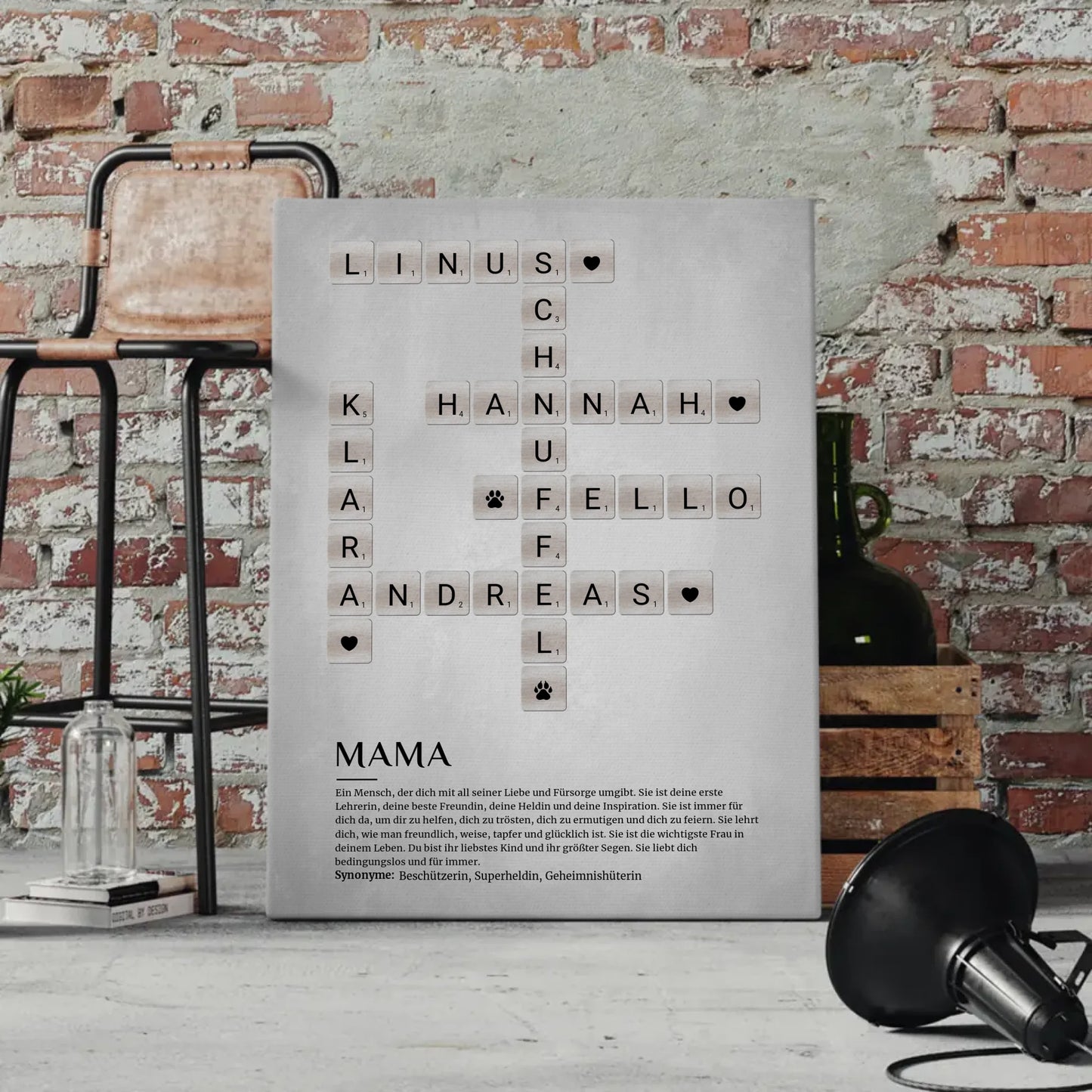 Personalisierte Fotoleinwand Definition Mama Kreuzworträtsel