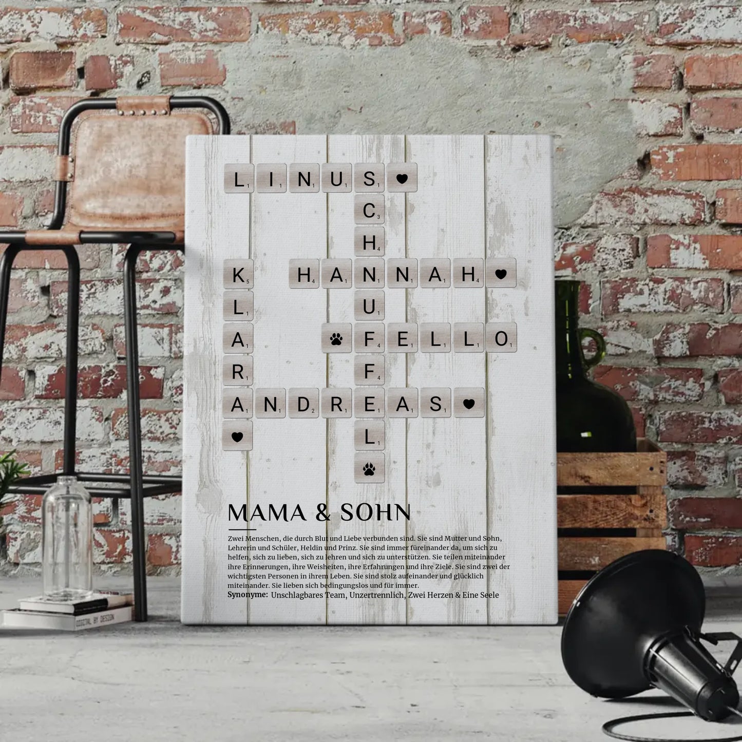 Personalisierte Fotoleinwand Definition Mama Sohn Kreuzworträtsel