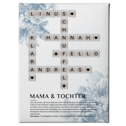 Personalisierte Fotoleinwand Definition Mama Tochter Kreuzworträtsel