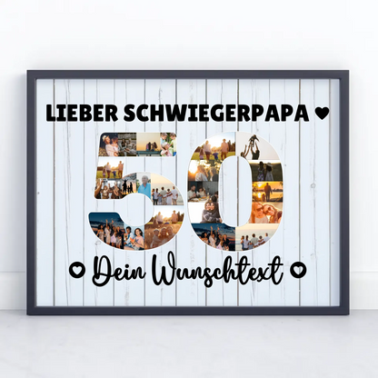 Personalisiertes Poster Wunschtext 50 Geburtstag Schwiegerpapa