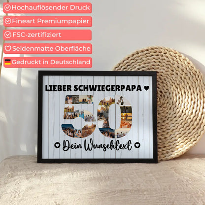 Personalisiertes Poster Wunschtext 50 Geburtstag Schwiegerpapa