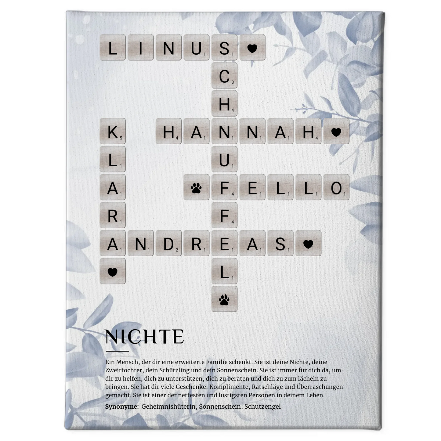 Personalisierte Fotoleinwand Definition Nichte Kreuzworträtsel