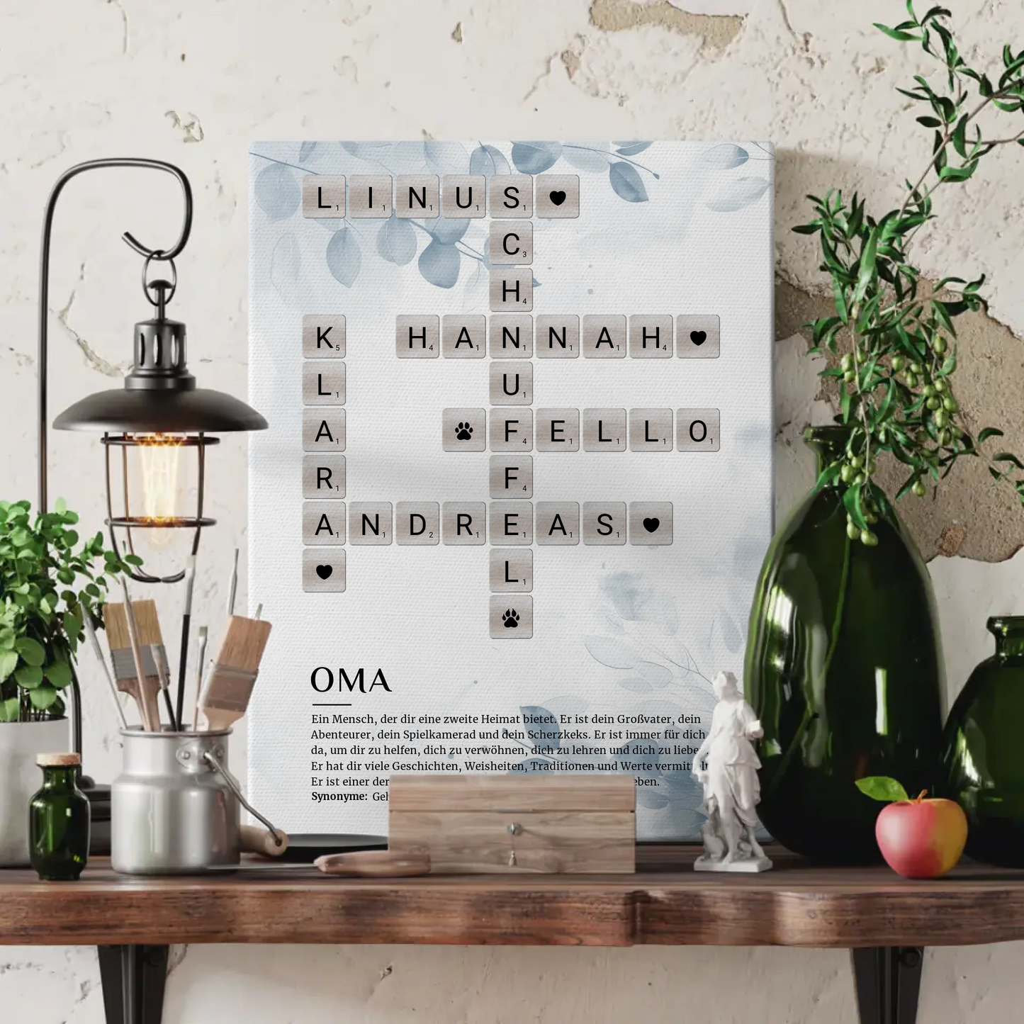 Personalisierte Fotoleinwand Definition Oma Kreuzworträtsel Geschenk