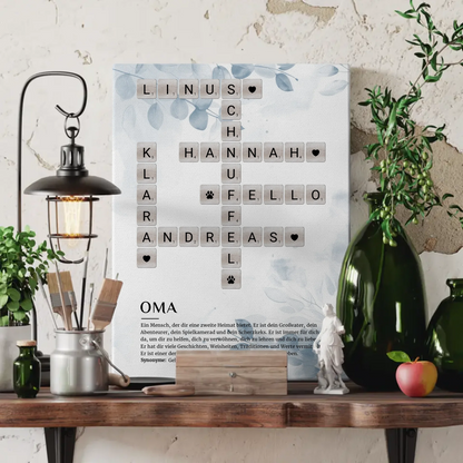 Personalisierte Fotoleinwand Definition Oma Kreuzworträtsel Geschenk