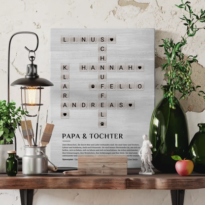 Personalisierte Fotoleinwand Definition Papa Tochter Kreuzworträtsel