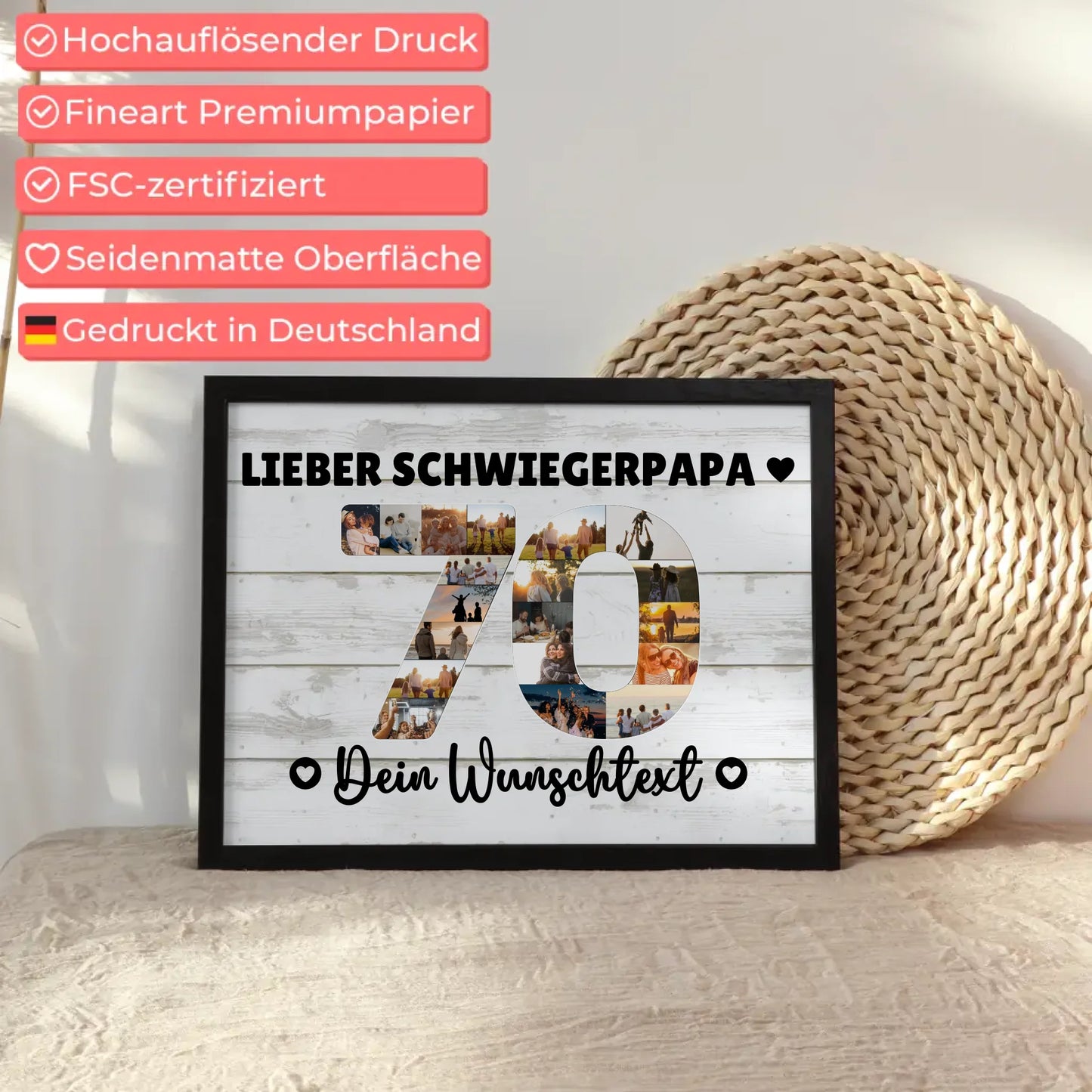 Personalisiertes Poster Wunschtext 70 Geburtstag Schwiegerpapa
