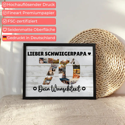 Personalisiertes Poster Wunschtext 70 Geburtstag Schwiegerpapa