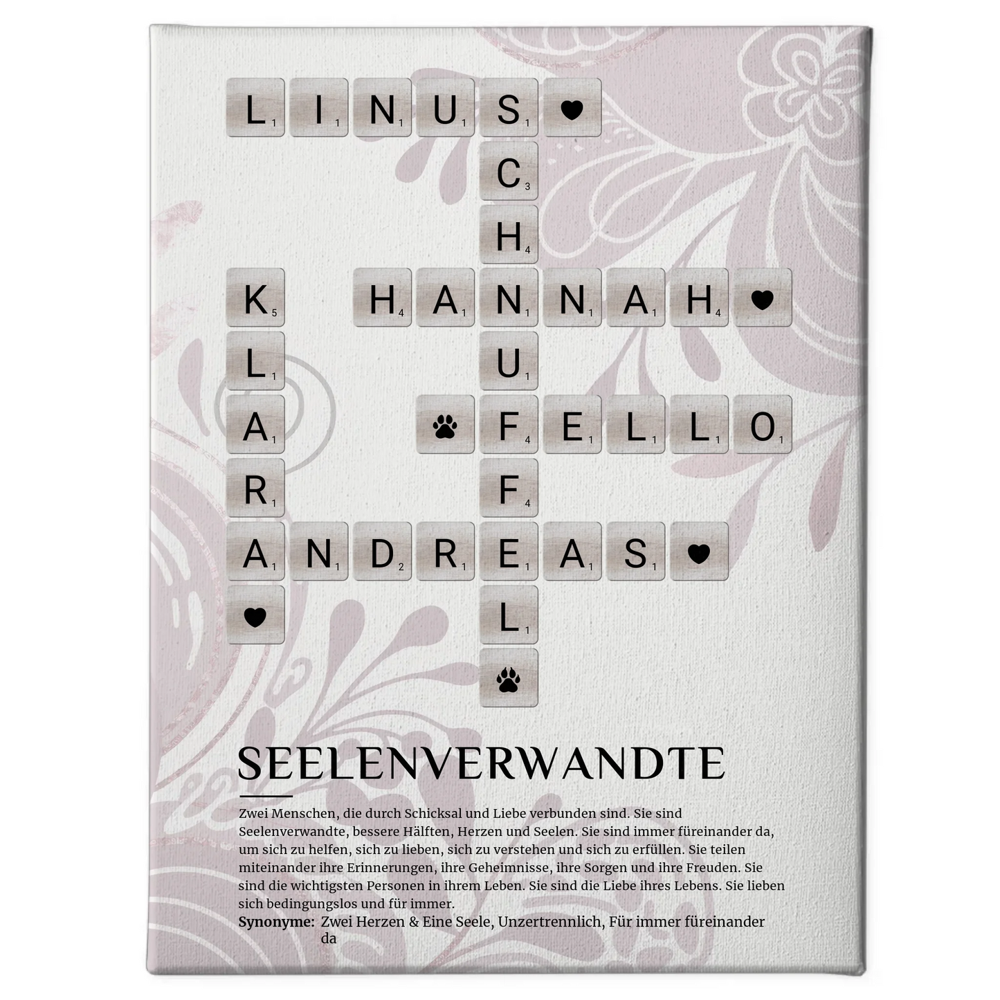 Personalisierte Fotoleinwand Definition Seelenverwandte Kreuzworträtsel