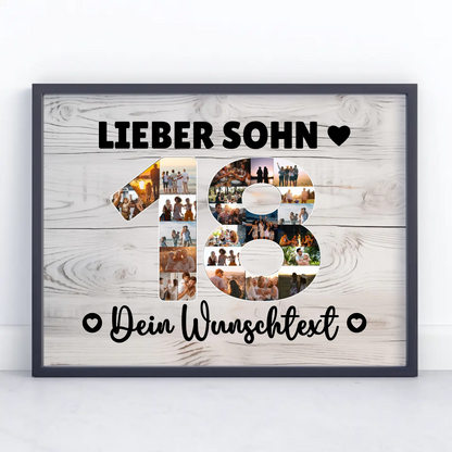 Personalisiertes Poster mit Wunschtext zum 18 Geburtstag Sohn