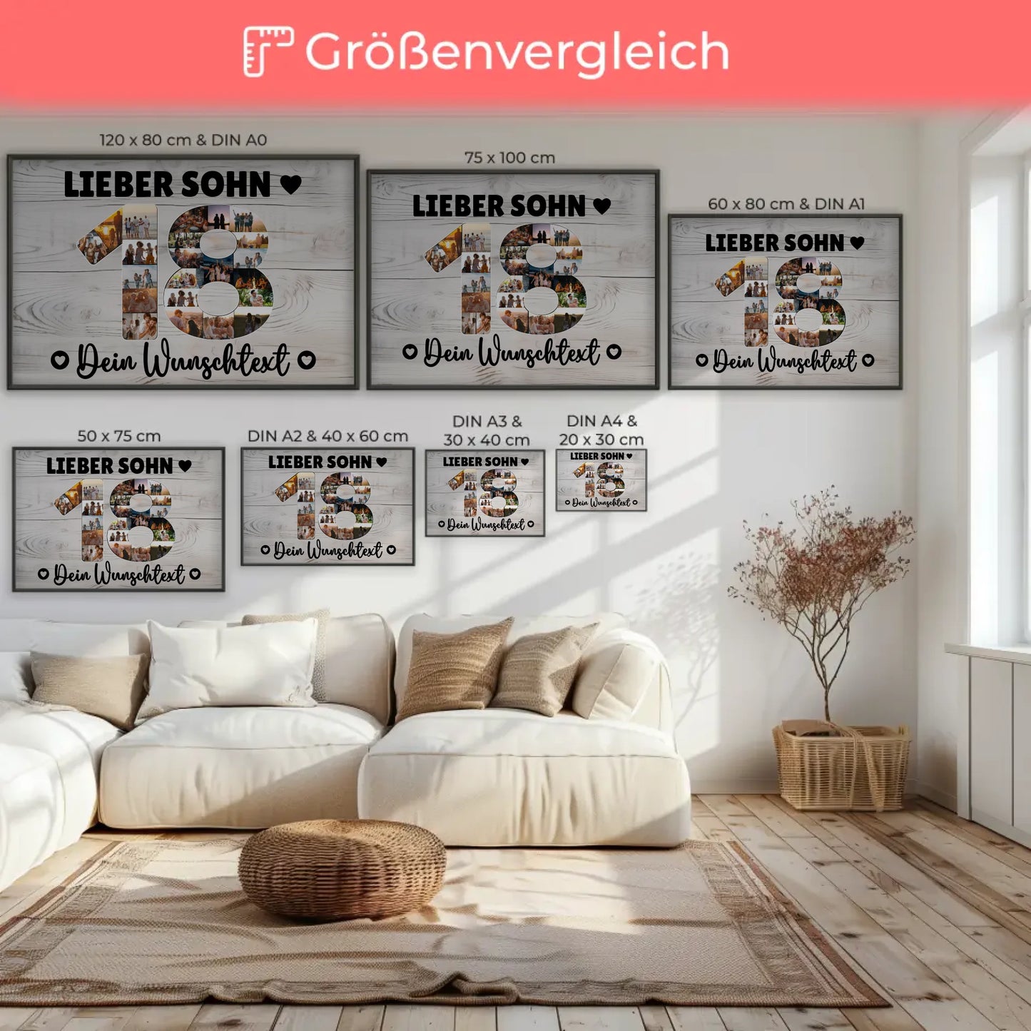 Personalisiertes Poster mit Wunschtext zum 18 Geburtstag Sohn
