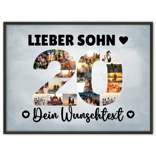 Personalisiertes Poster mit Wunschtext zum 20 Geburtstag Sohn