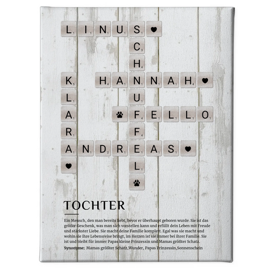 Personalisierte Fotoleinwand Tochter Definition Kreuzworträtsel