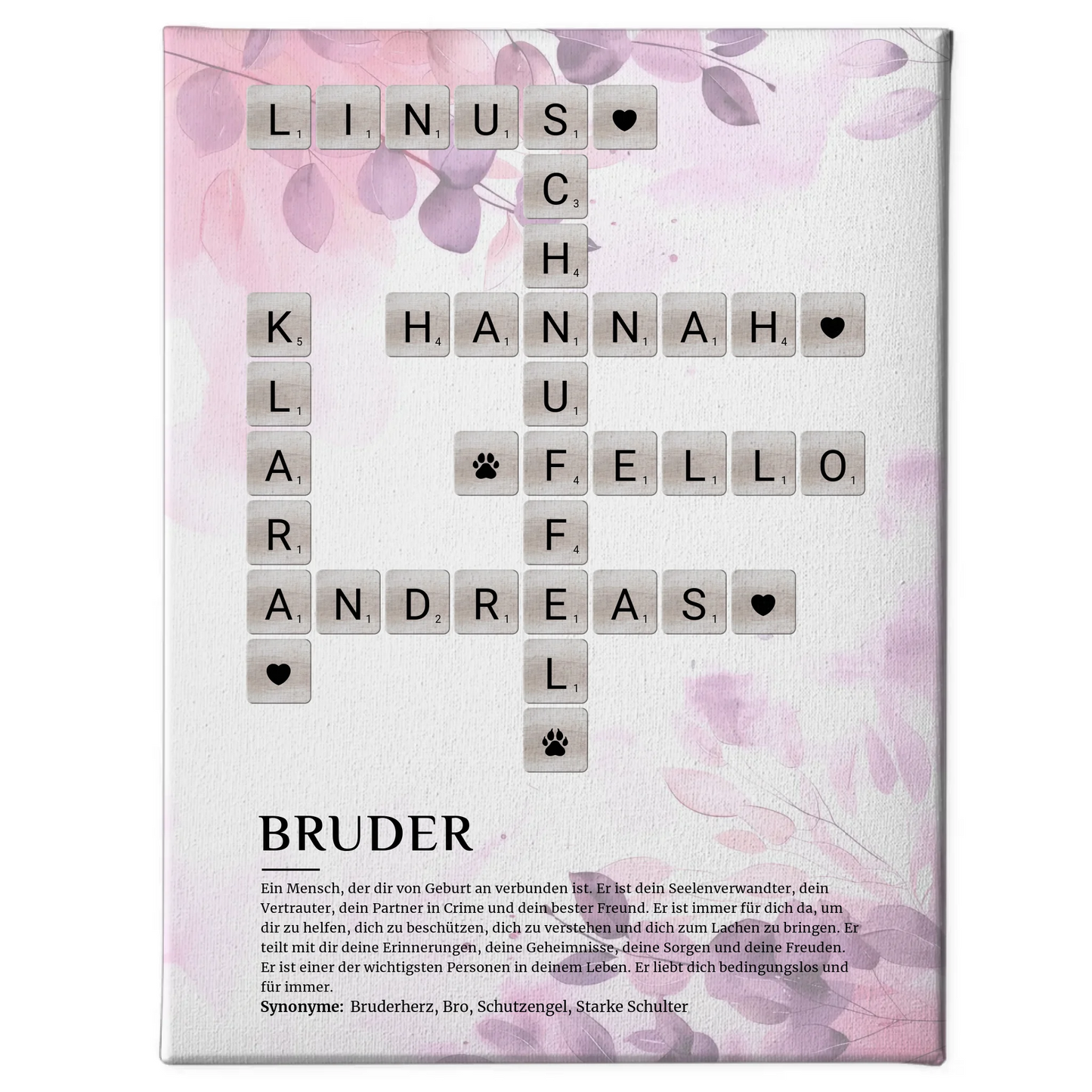 Personalisierte Fotoleinwand Definition Bruder Kreuzworträtsel