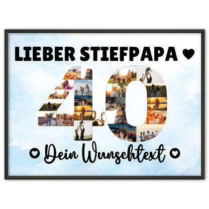 Personalisiertes Poster mit Wunschtext 40 Geburtstag Stiefpapa