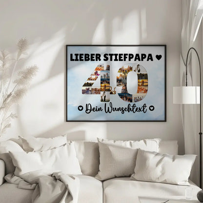 Personalisiertes Poster mit Wunschtext 40 Geburtstag Stiefpapa