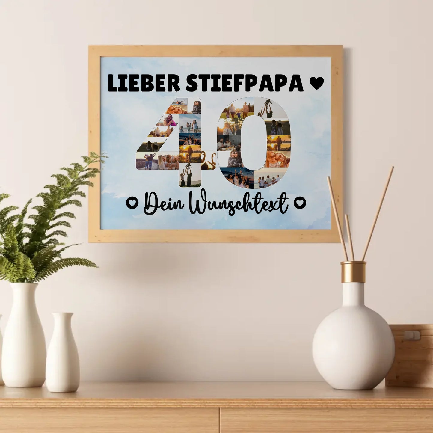 Personalisiertes Poster mit Wunschtext 40 Geburtstag Stiefpapa