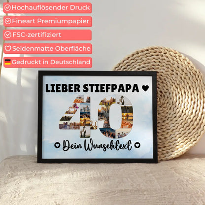 Personalisiertes Poster mit Wunschtext 40 Geburtstag Stiefpapa