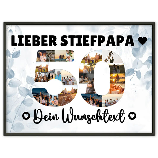 Personalisiertes Poster Wunschtext 50 Geburtstag Stiefpapa