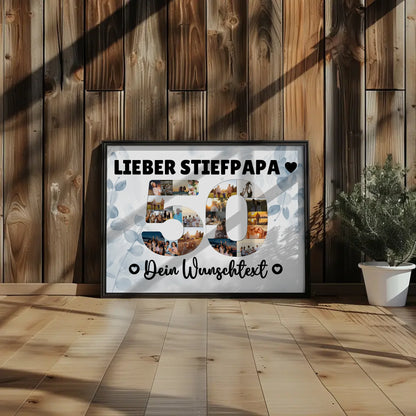 Personalisiertes Poster Wunschtext 50 Geburtstag Stiefpapa