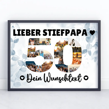Personalisiertes Poster Wunschtext 50 Geburtstag Stiefpapa
