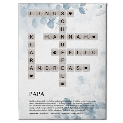 Personalisierte Fotoleinwand Definition Papa Kreuzworträtsel