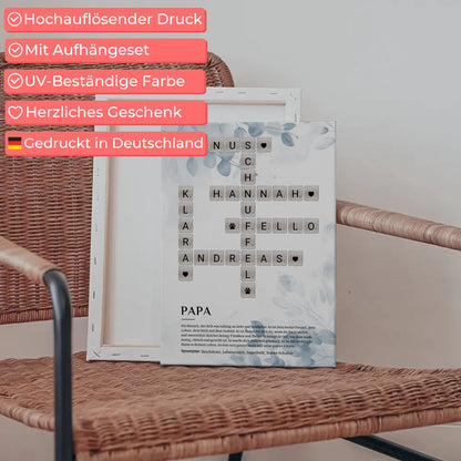 Personalisierte Fotoleinwand Definition Papa Kreuzworträtsel