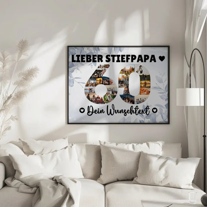 Personalisiertes Poster Wunschtext 60 Geburtstag Stiefpapa