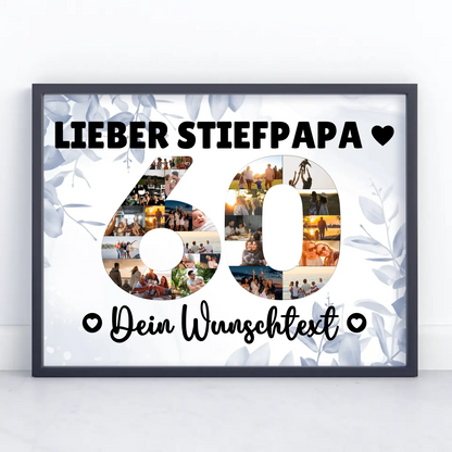 Personalisiertes Poster Wunschtext 60 Geburtstag Stiefpapa