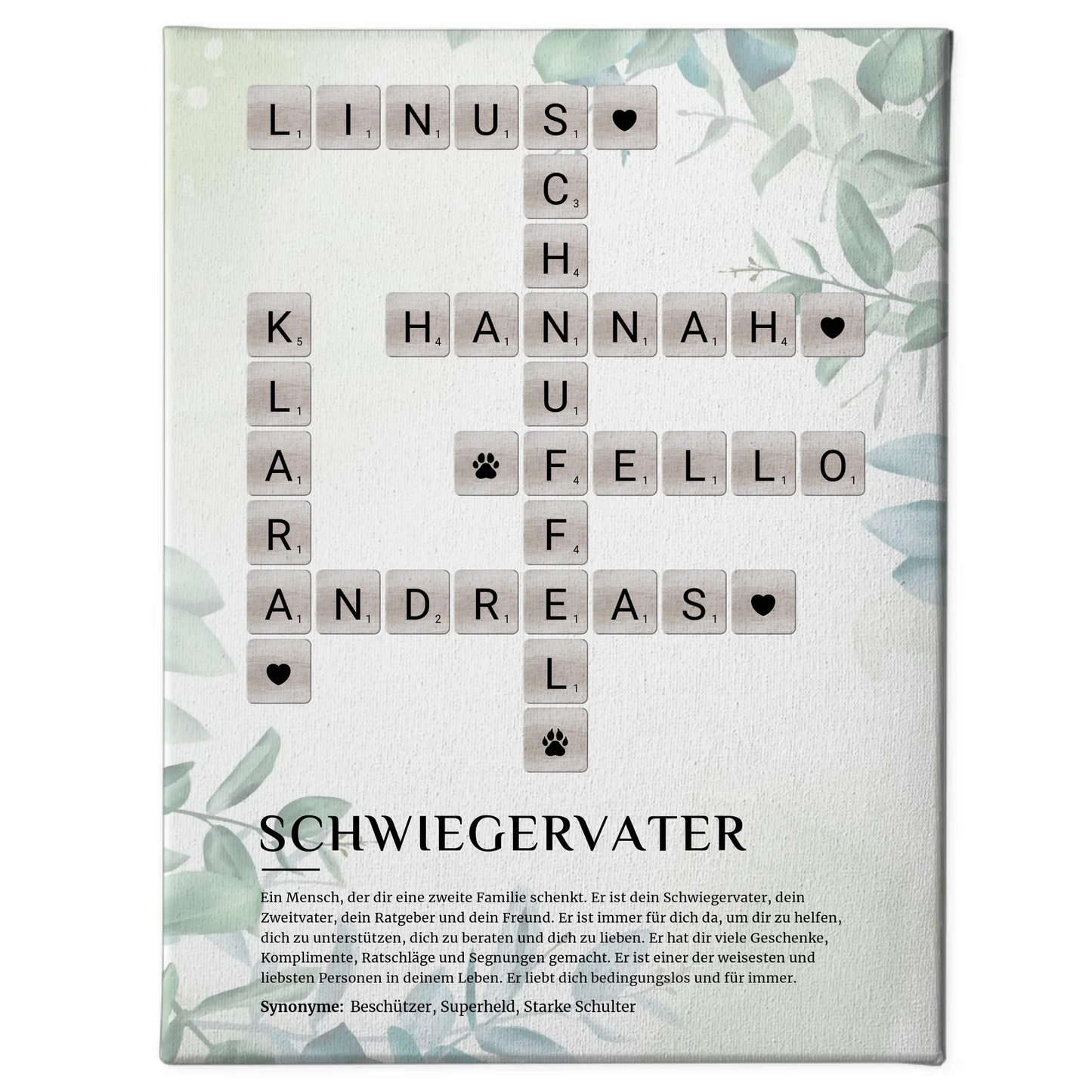 Personalisierte Fotoleinwand Definition Schwiegervater Kreuzworträtsel