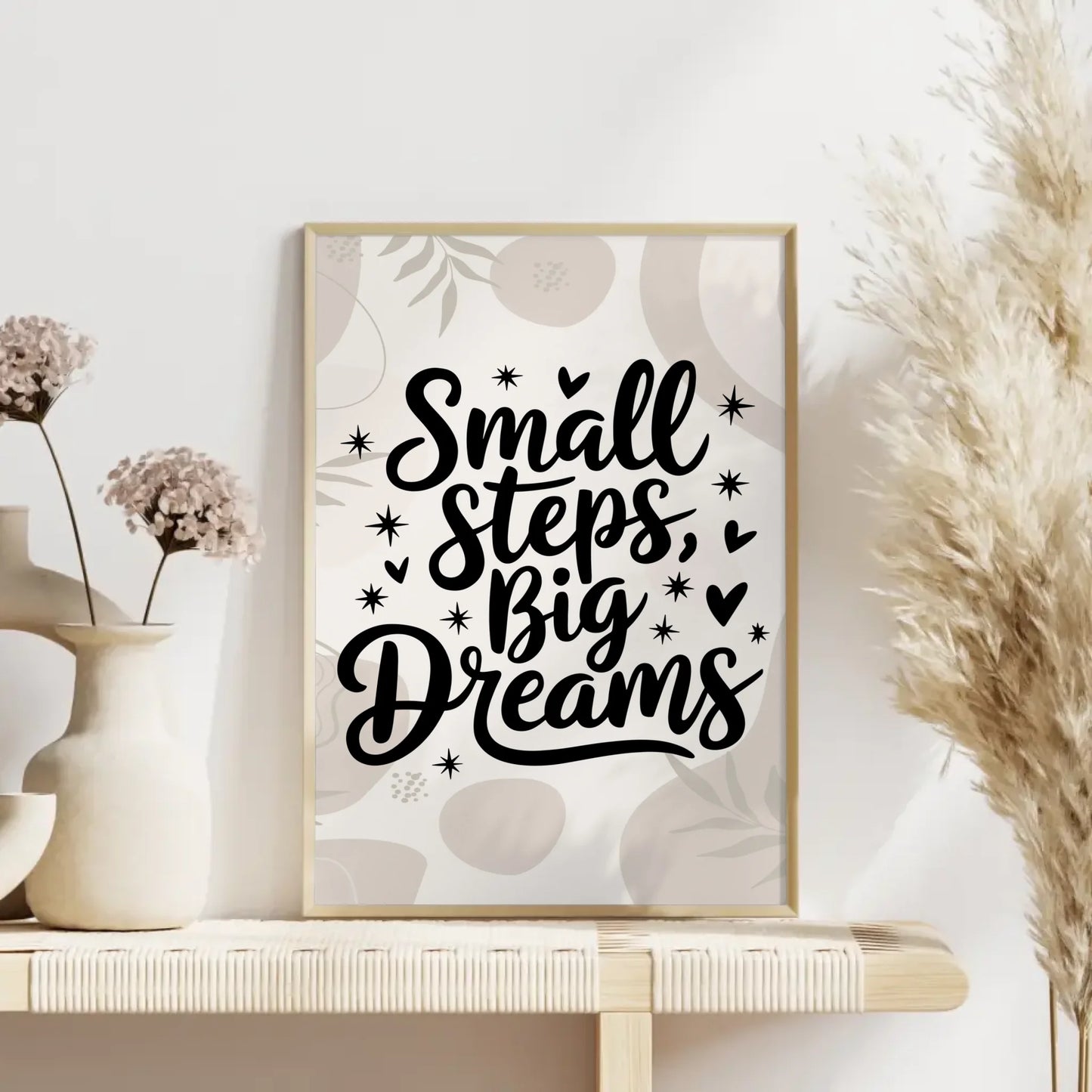 Poster mit Spruch Small steps big dreams für liebevolle Geschenke