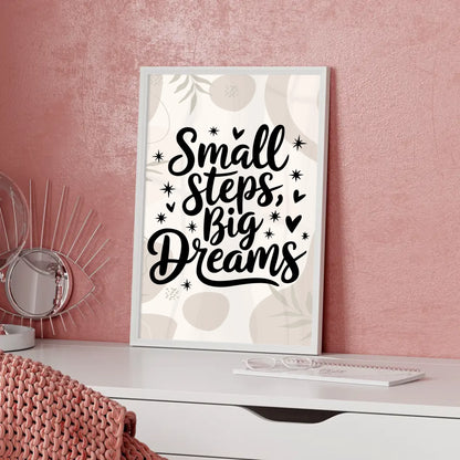 Poster mit Spruch Small steps big dreams für liebevolle Geschenke