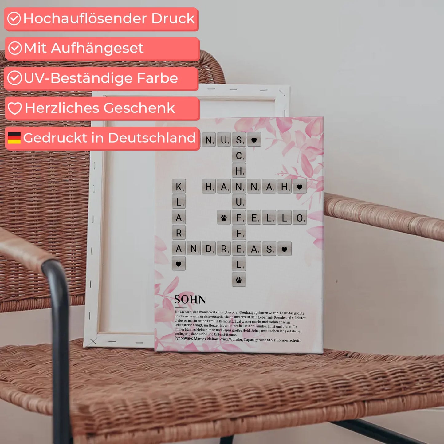 Personalisierte Fotoleinwand Definition Sohn Kreuzworträtsel