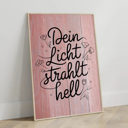 Spruchposter Dein Licht strahlt hell personalisierte Geschenke