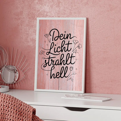 Spruchposter Dein Licht strahlt hell personalisierte Geschenke