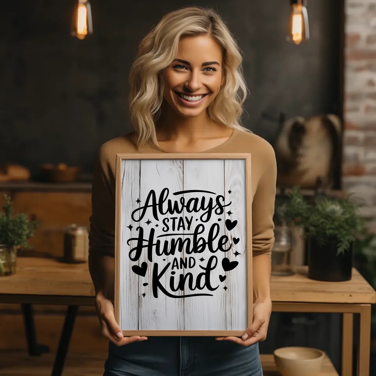 Sprüche Poster Always stay humble and kind personalisiert
