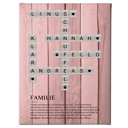 Personalisierte Fotoleinwand Definition Familie Kreuzworträtsel