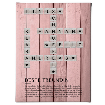 Beste Freundin Definition Bild Leinwand Kreuzworträtsel Geschenk