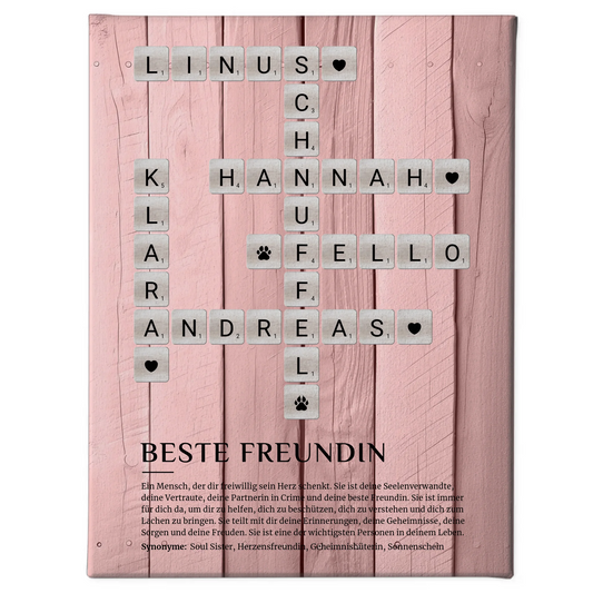Beste Freundin Definition Bild Leinwand Kreuzworträtsel Geschenk