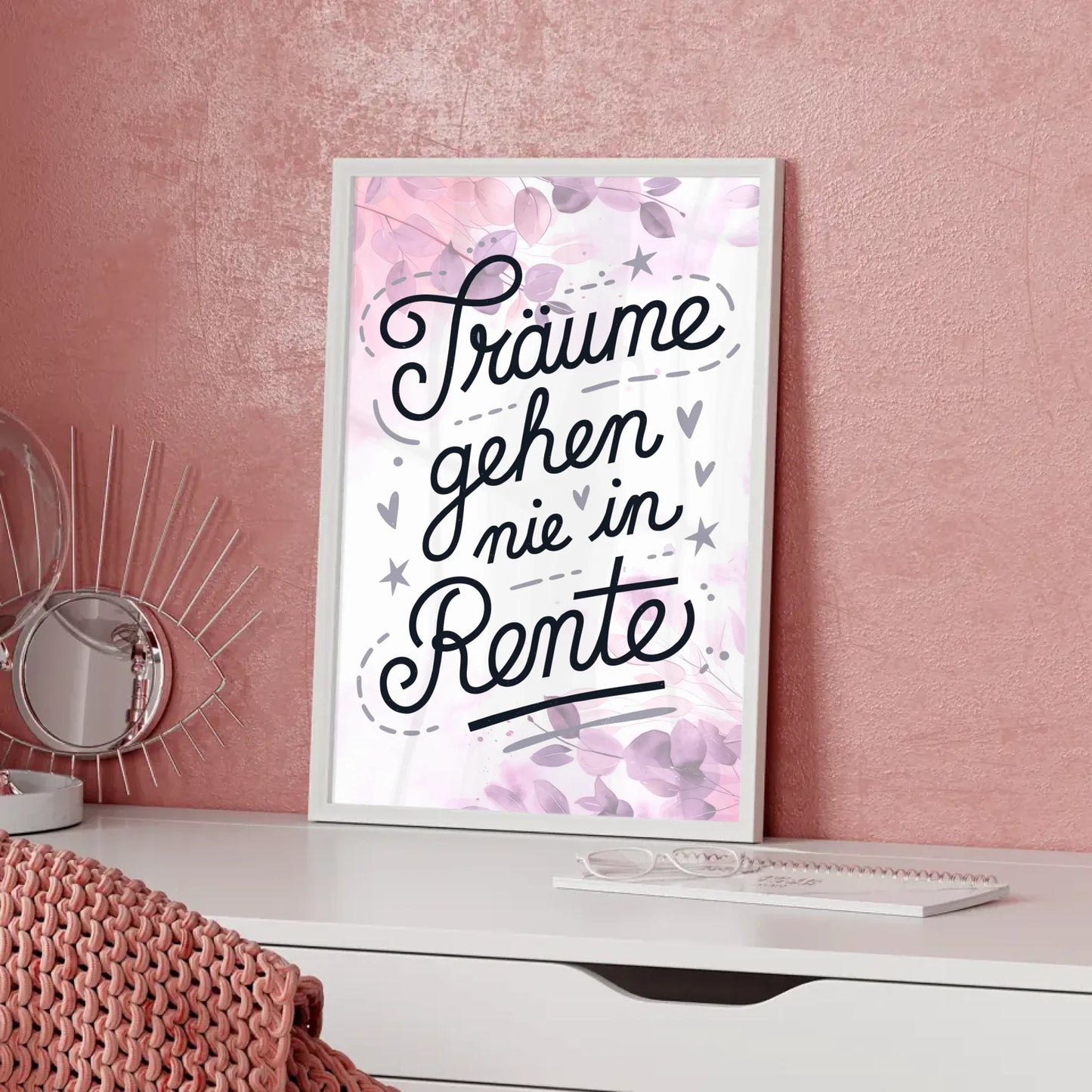 Personalisiertes Poster Spruch Träume gehen nie in Rente