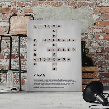 Mama Definition Bild Leinwand Kreuzworträtsel Geschenkidee