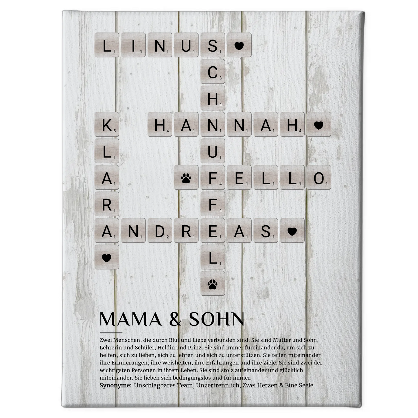 Mama und Sohn Definition Bild Leinwand Kreuzworträtsel Geschenk