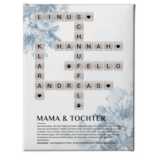 Mama & Tochter Definition Bild Leinwand Kreuzworträtsel Geschenk