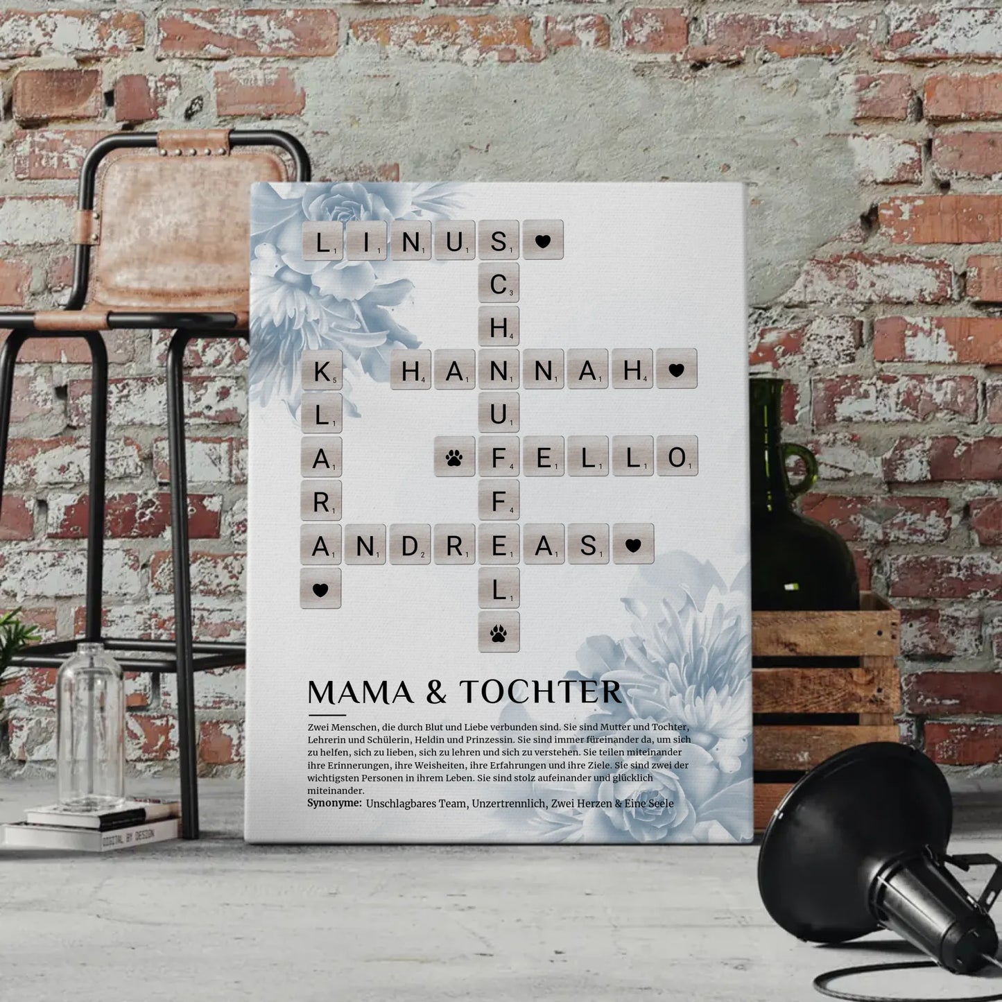 Mama & Tochter Definition Bild Leinwand Kreuzworträtsel Geschenk